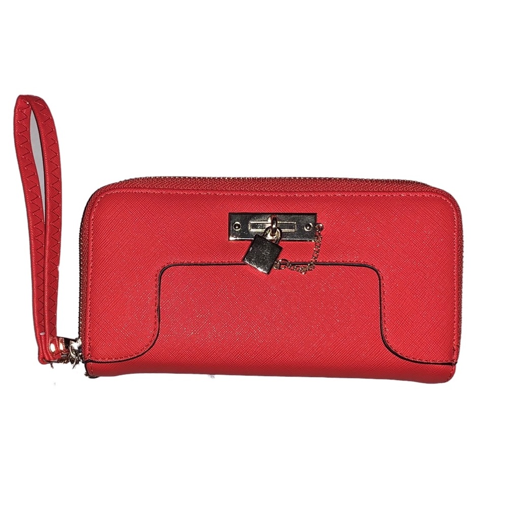 NEW Red Wristlet wallet Gold Detailing